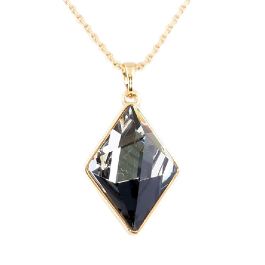 Кулон Xuping 18K с кр-ми Swarovski на цепочке Кристальный ромб Graphite длина 39,5-44,5см х 1мм фото №1