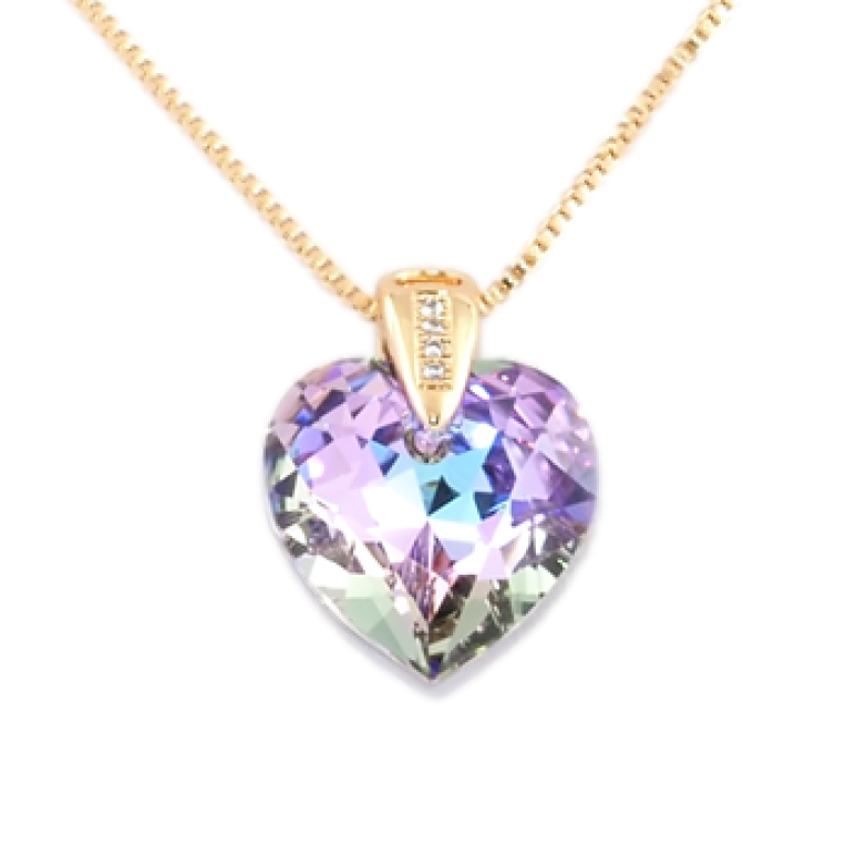 Кулон Xuping 18K з кр-ми Swarovski на ланцюжку Серце кристал Paradise Shine дл. 39-44см х 1мм фото №1