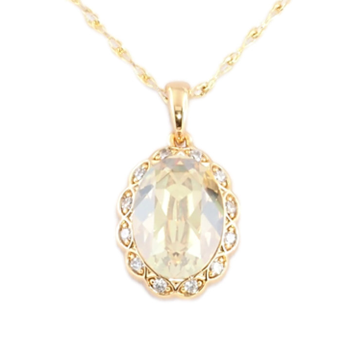 Кулон Xuping 18K з кр-ми Swarovski на ланцюжку Медальйон з кристалом Golden Shadow дл. 40-45см х фото №13
