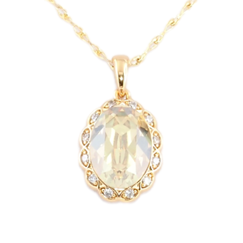 Кулон Xuping 18K з кр-ми Swarovski на ланцюжку Медальйон з кристалом Golden Shadow дл. 40-45см х фото №1