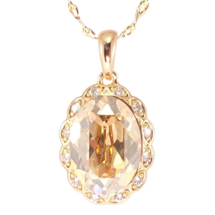 Кулон на цепочке Xuping цвет Позолота 18K с кристаллами Swarovski "Медальон с кристаллом Golden Shadow" длина 40-45см х 2мм фото №23 Кулон на цепочке Xuping цвет Позолота 18K с кристаллами Swarovski "Медальон с кристаллом Golden Shadow" длина 40-45см х 2мм фото №23