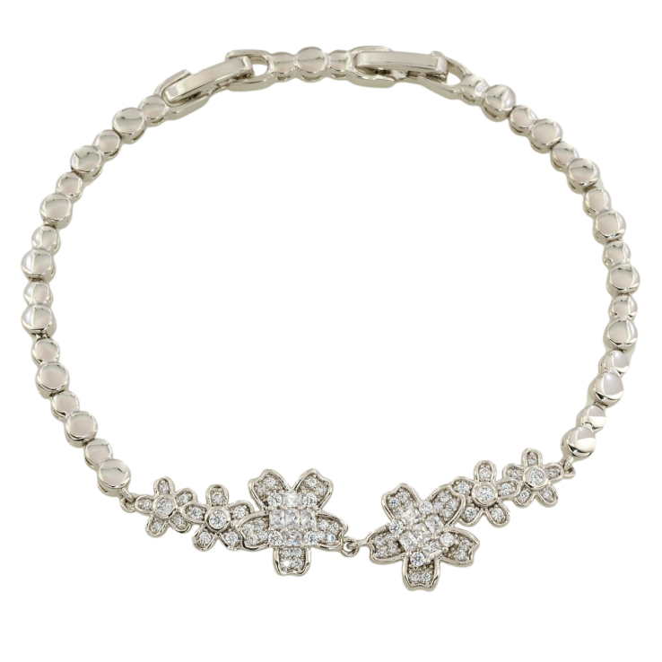 Браслет Xuping Родий Цветочный узор с цирконием размер с доп. замком 17,19см х 3мм фото №8