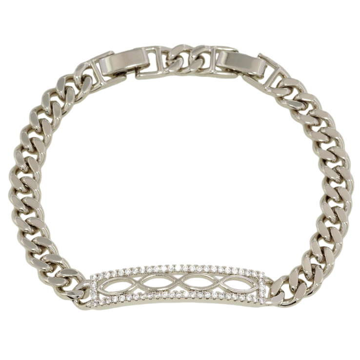 Браслет Xuping Родий Цепочка Панцирная с декоративной вставкой размер с доп. замком 17,19.5см х 6мм фото №6