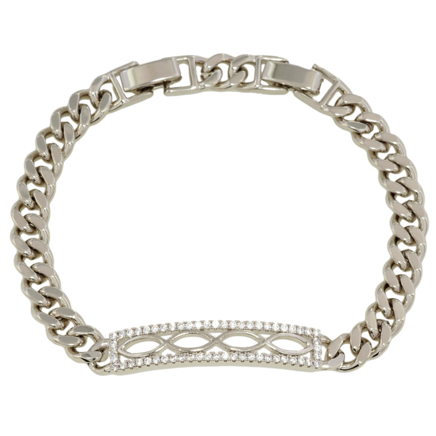 Браслет Xuping Родий Цепочка Панцирная с декоративной вставкой размер с доп. замком 17,19.5см х 6мм фото №1