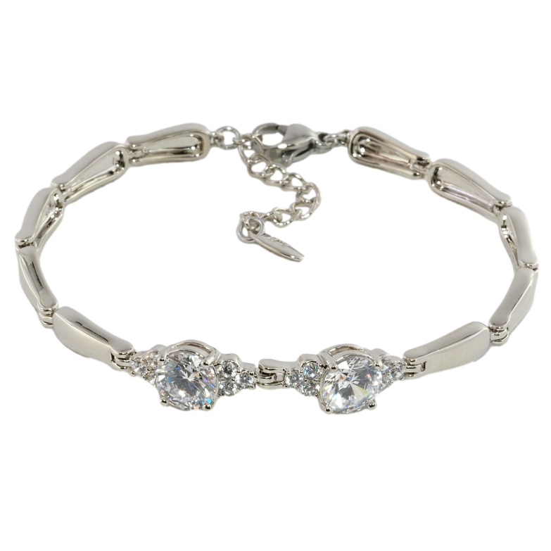 Браслет Xuping Родій Кришталева вставка  довжина з дод. ланцюжком 17-20см х 4мм фото №1