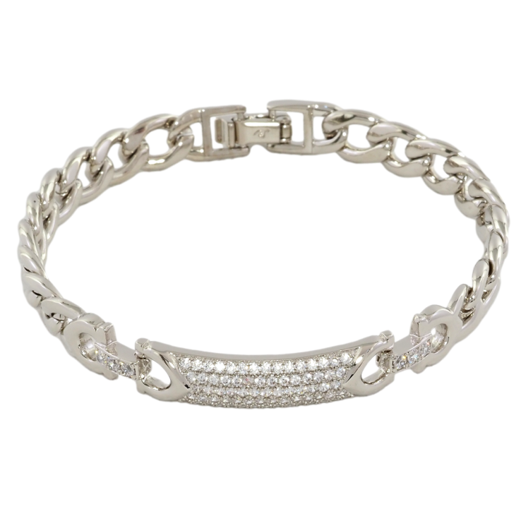 Браслет Xuping Родий Панцирная цепочка с декоративной вставкой размер 18.5см х 7мм фото №20