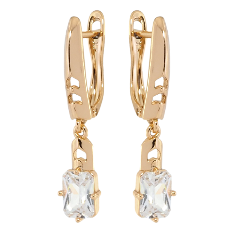 Сережки Xuping Позолота 18K англійський замок Підвіски з фіанітами фото №1 Сережки Xuping Позолота 18K англійський замок Підвіски з фіанітами фото №1