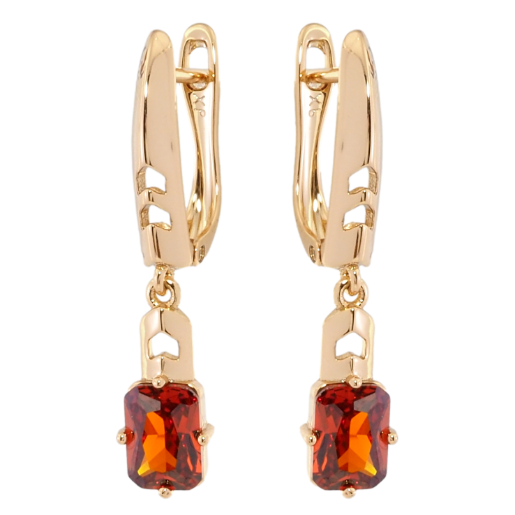 Серьги Xuping Позолота 18K английский замок Подвески с красными фианитами фото №22 Серьги Xuping Позолота 18K английский замок Подвески с красными фианитами фото №22