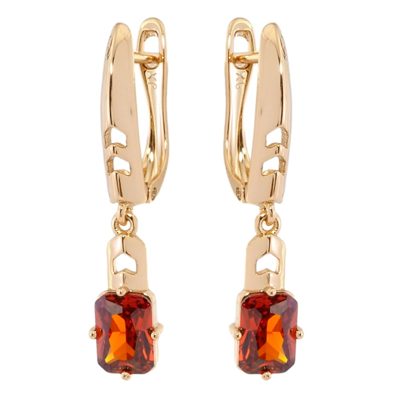 Серьги Xuping Позолота 18K английский замок Подвески с красными фианитами фото №1