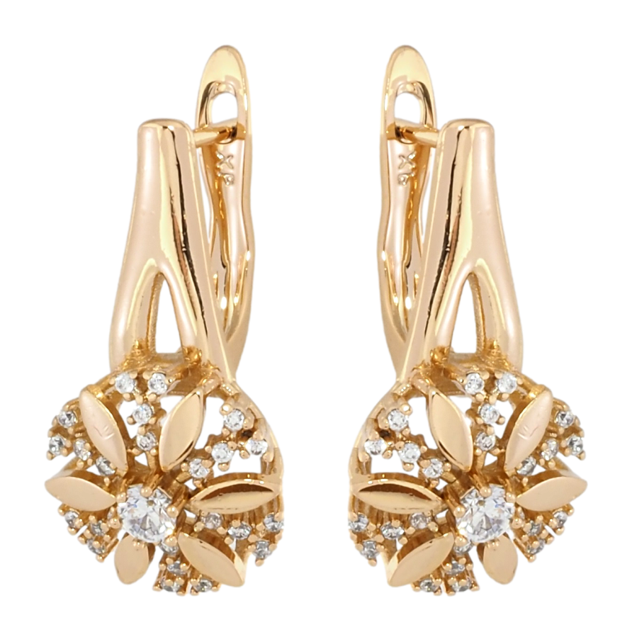 Серьги Xuping Позолота 18K английский замок Цветочный узор с цирконием фото №1 Серьги Xuping Позолота 18K английский замок Цветочный узор с цирконием фото №1