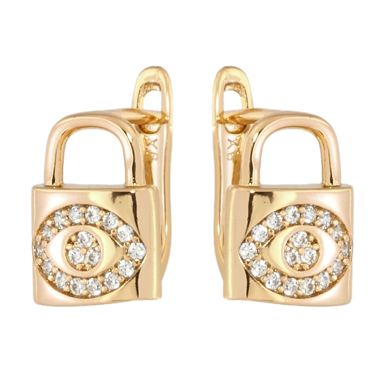 Серьги Xuping Позолота 18K английский замок Замочки с узором цирконием фото №1