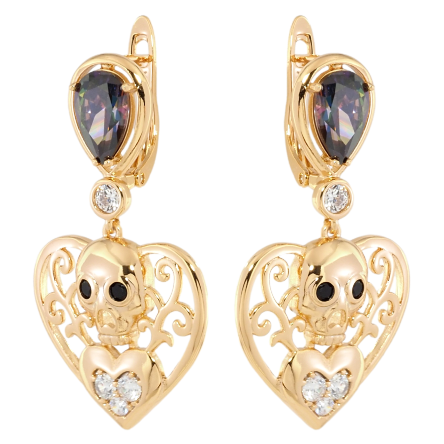 Серьги Xuping Позолота 18K английский замок Подвески декоративные сердечки с фианитами хамелеон фото №1 Серьги Xuping Позолота 18K английский замок Подвески декоративные сердечки с фианитами хамелеон фото №1