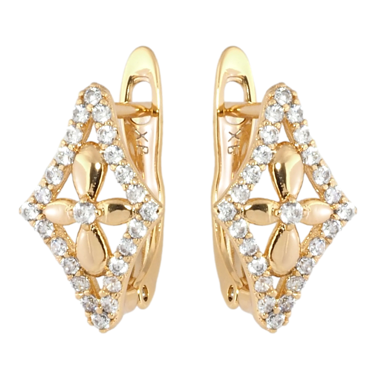 Серьги Xuping Позолота 18K английский замок Ромбы с цветочками фото №24 Серьги Xuping Позолота 18K английский замок Ромбы с цветочками фото №24
