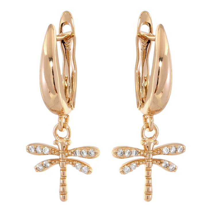 Серьги Xuping Позолота 18K английский замок Стрекозы фото №14 Серьги Xuping Позолота 18K английский замок Стрекозы фото №14