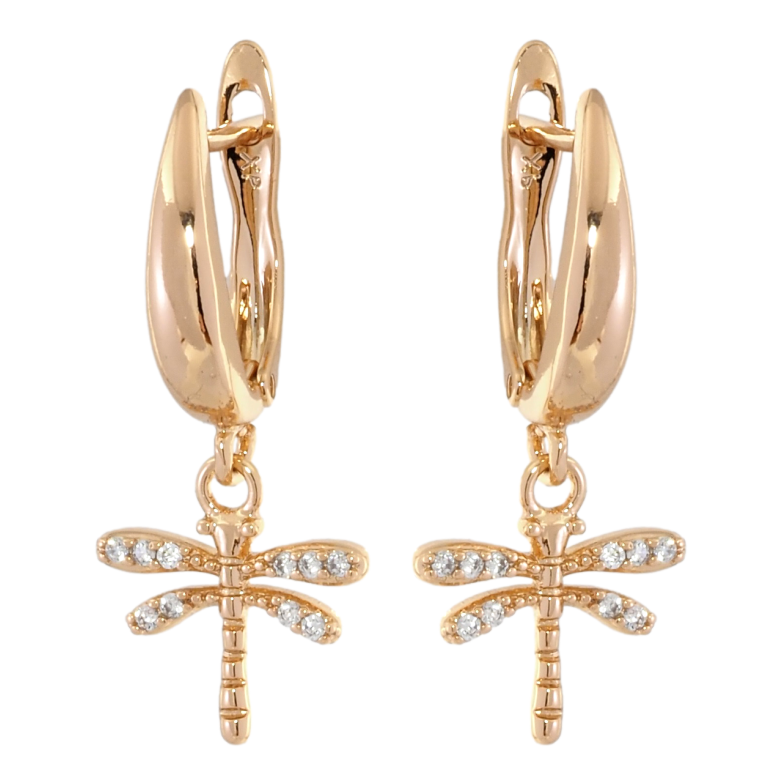 Серьги Xuping Позолота 18K английский замок Стрекозы фото №1 Серьги Xuping Позолота 18K английский замок Стрекозы фото №1
