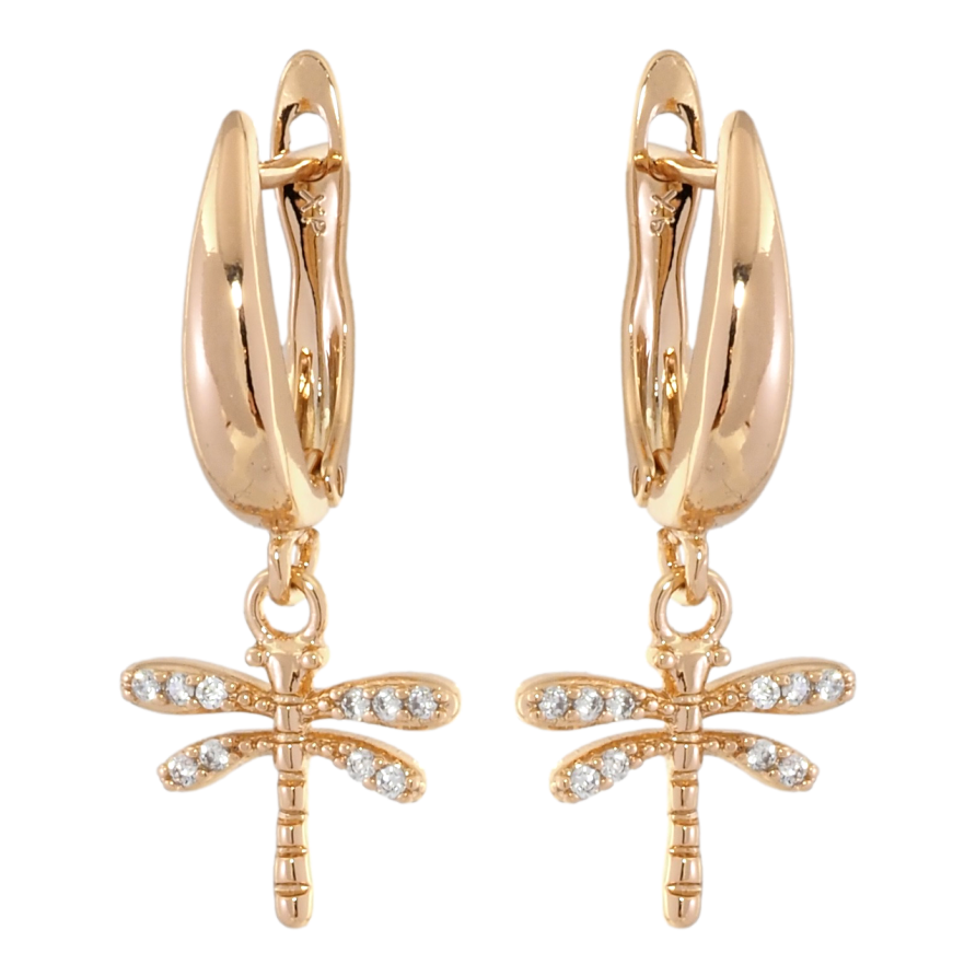 Серьги Xuping Позолота 18K английский замок Стрекозы фото №1 Серьги Xuping Позолота 18K английский замок Стрекозы фото №1
