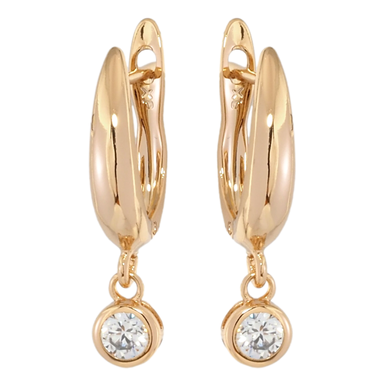 Сережки Xuping Позолота 18K англійський замок Кришталеві підвіски ø 5мм фото №1 Сережки Xuping Позолота 18K англійський замок Кришталеві підвіски ø 5мм фото №1