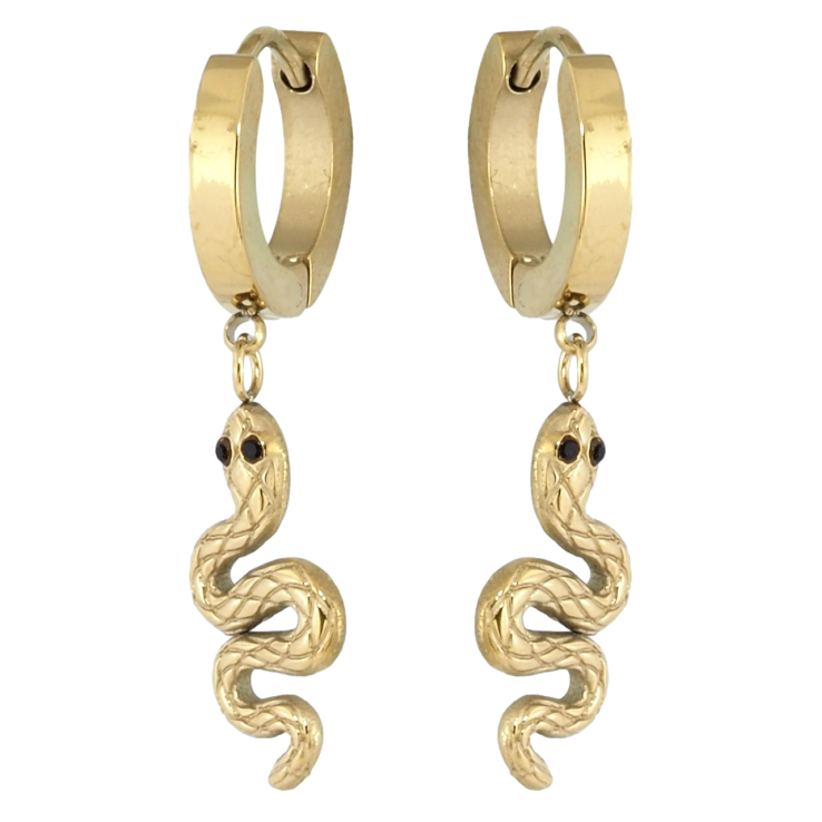 Сережки Xuping TTM Stainless Steel колір 14K підвіски на колечках Змійки фото №21
