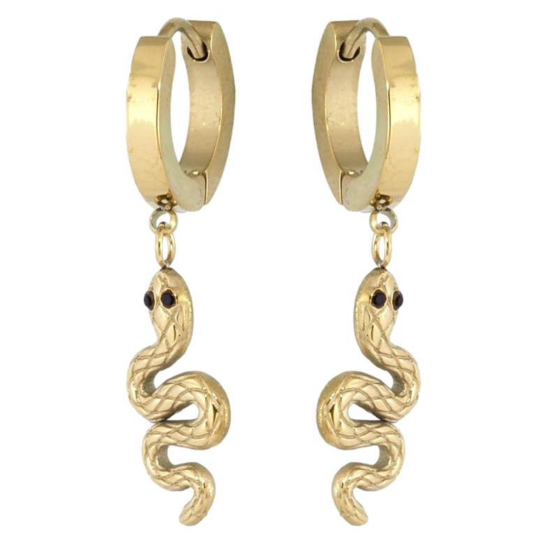 Сережки Xuping TTM Stainless Steel колір 14K підвіски на колечках Змійки фото №1