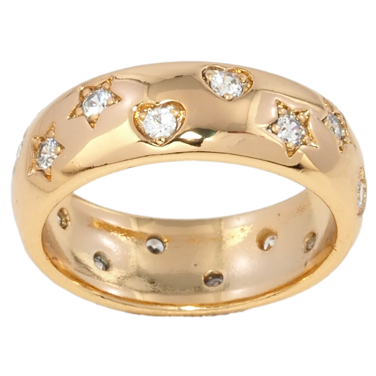 Каблучка Xuping Позолота 18K Візерунок зірочки з сердечками, вставки цирконію, ш.7мм фото №16 Каблучка Xuping Позолота 18K Візерунок зірочки з сердечками, вставки цирконію, ш.7мм фото №16