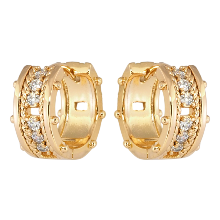 Сережки Xuping Позолота 18K колечка Візерунок з доріжкою цирконію фото №6 Сережки Xuping Позолота 18K колечка Візерунок з доріжкою цирконію фото №6