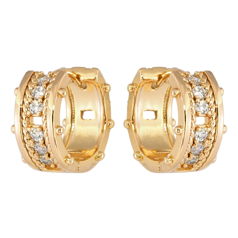 Сережки Xuping Позолота 18K колечка Візерунок з доріжкою цирконію фото №1 Сережки Xuping Позолота 18K колечка Візерунок з доріжкою цирконію фото №1