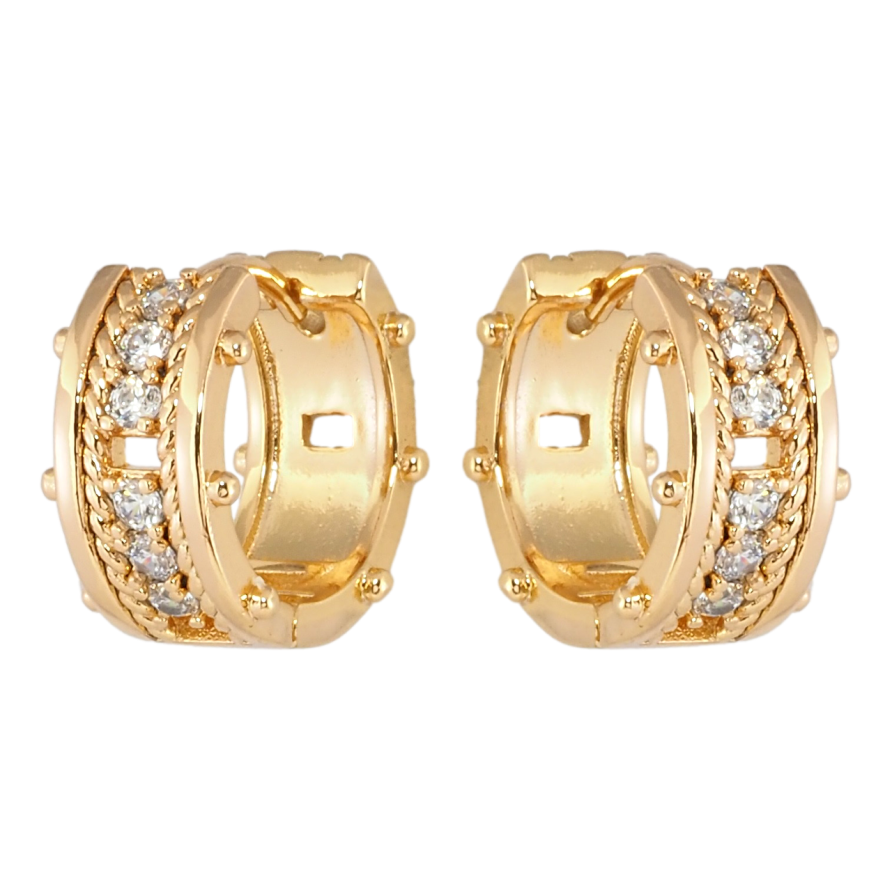 Сережки Xuping Позолота 18K колечка Візерунок з доріжкою цирконію фото №1 Сережки Xuping Позолота 18K колечка Візерунок з доріжкою цирконію фото №1