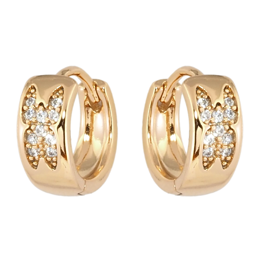 Сережки Xuping Позолота 18K колечка Метелики з цирконієм фото №1