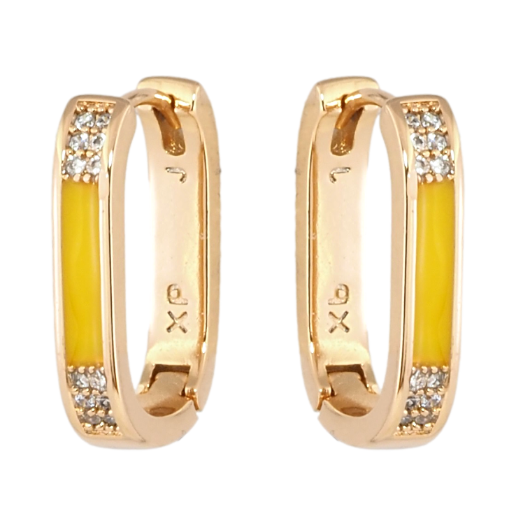 Сережки Xuping колір 18K колечки Візерунок з жовтою емаллю та кристалами фото №17