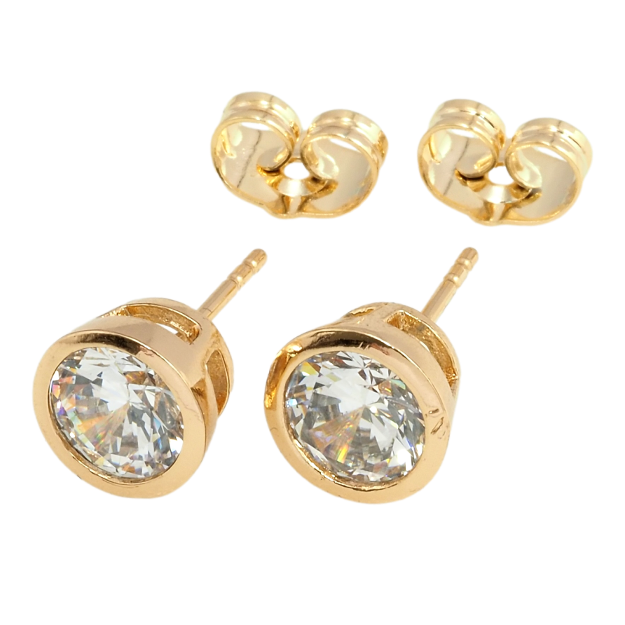 Серьги Xuping Позолота 18K пусеты Кристалл в ободковой оправе ø 8мм фото №1 Серьги Xuping Позолота 18K пусеты Кристалл в ободковой оправе ø 8мм фото №1