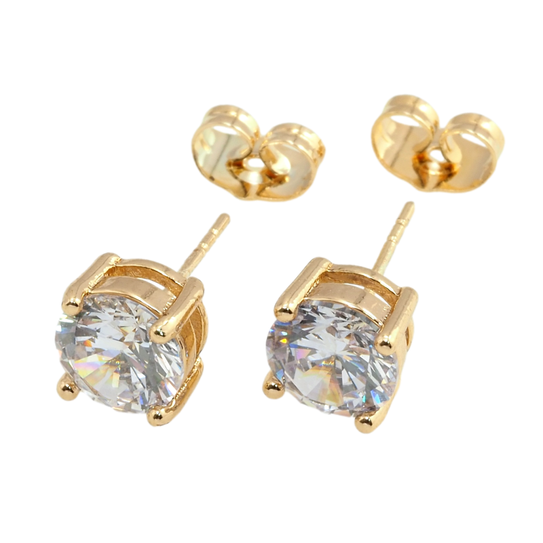 Сережки Xuping Позолота 18K пусети Кристали в 4-х крапановій оправі ø 8мм фото №1 Сережки Xuping Позолота 18K пусети Кристали в 4-х крапановій оправі ø 8мм фото №1