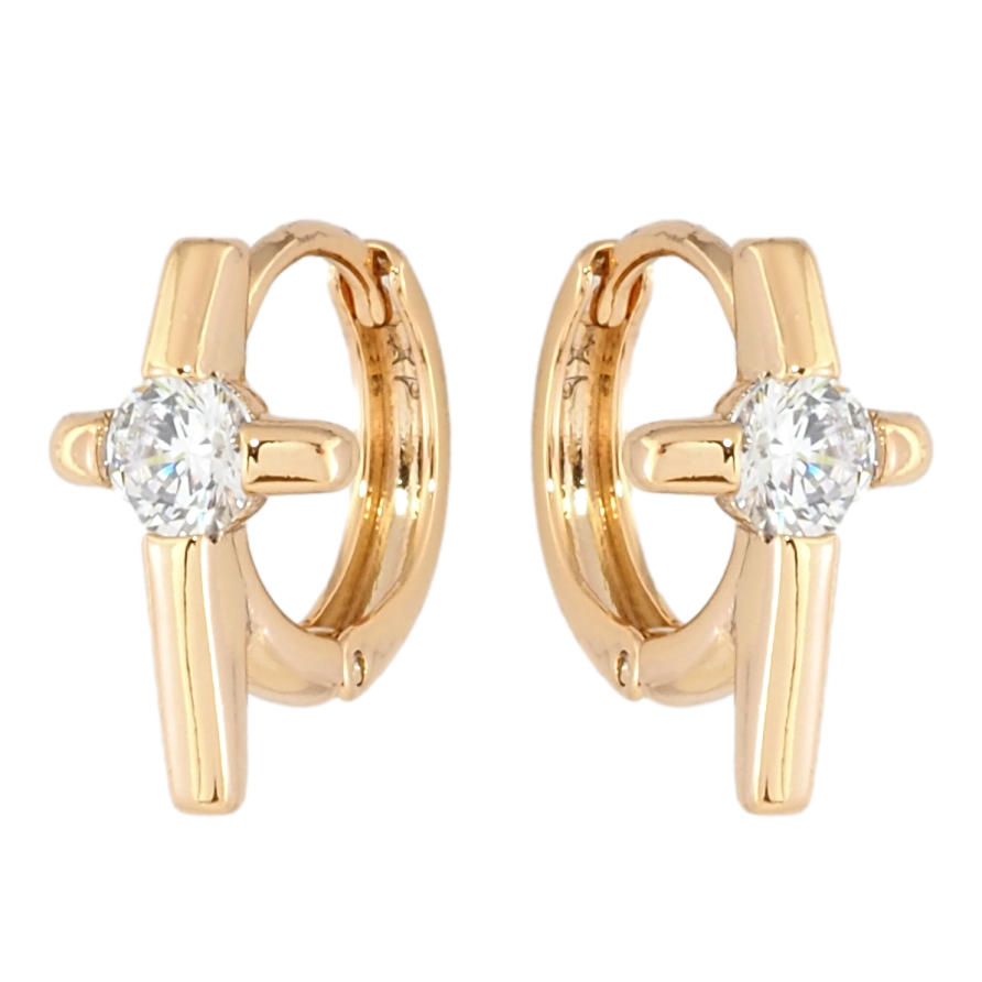 Сережки Xuping Позолота 18K колечка Хрестики з цирконієм фото №1