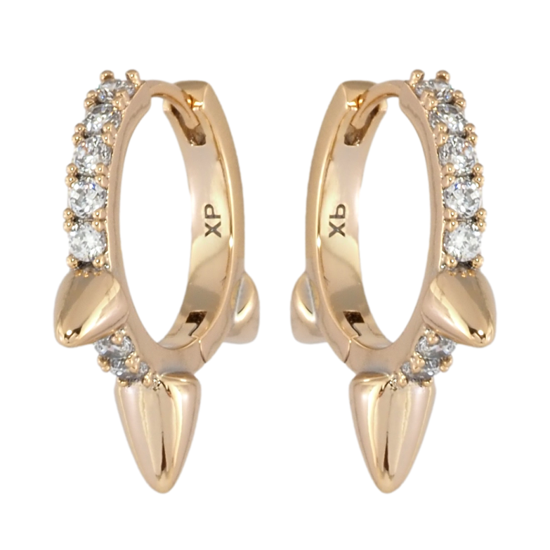 Серьги Xuping Позолота 18K колечки Дорожки циркония с шипами фото №1 Серьги Xuping Позолота 18K колечки Дорожки циркония с шипами фото №1