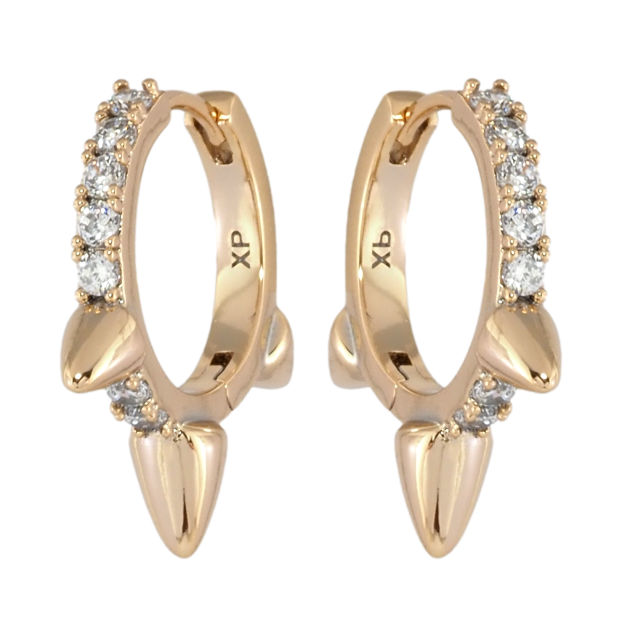 Сережки Xuping Позолота 18K колечка Доріжки цирконію з шипами фото №1 Сережки Xuping Позолота 18K колечка Доріжки цирконію з шипами фото №1