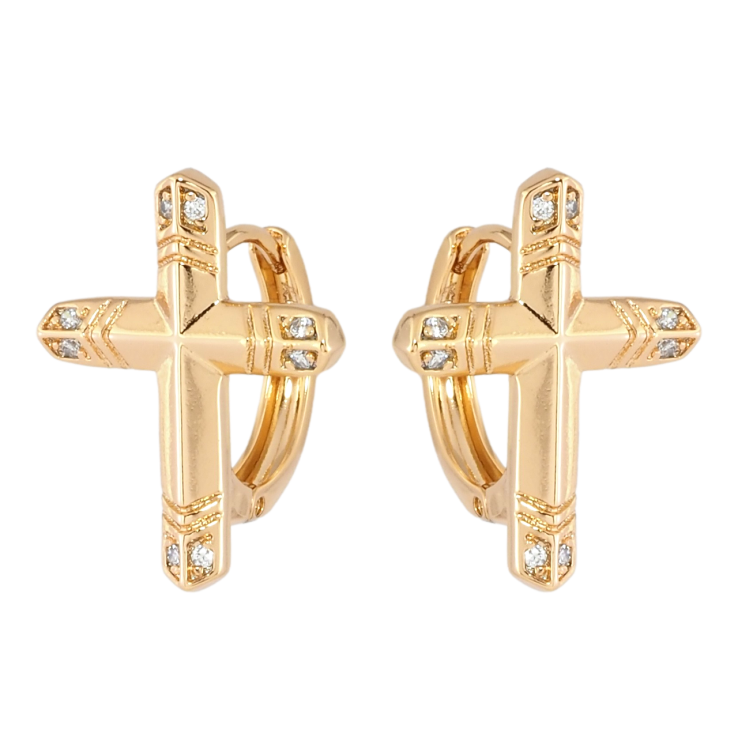 Сережки Xuping Позолота 18K колечка Хрестики з цирконієм фото №3 Сережки Xuping Позолота 18K колечка Хрестики з цирконієм фото №3