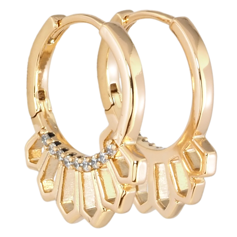 Сережки Xuping Позолота 18K колечка Бічний візерунок з цирконієм фото №1 Сережки Xuping Позолота 18K колечка Бічний візерунок з цирконієм фото №1