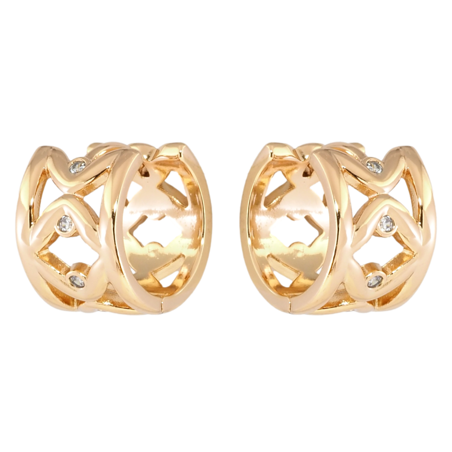 Сережки Xuping Позолота 18K колечка Візерунок з вставками цирконію фото №1 Сережки Xuping Позолота 18K колечка Візерунок з вставками цирконію фото №1