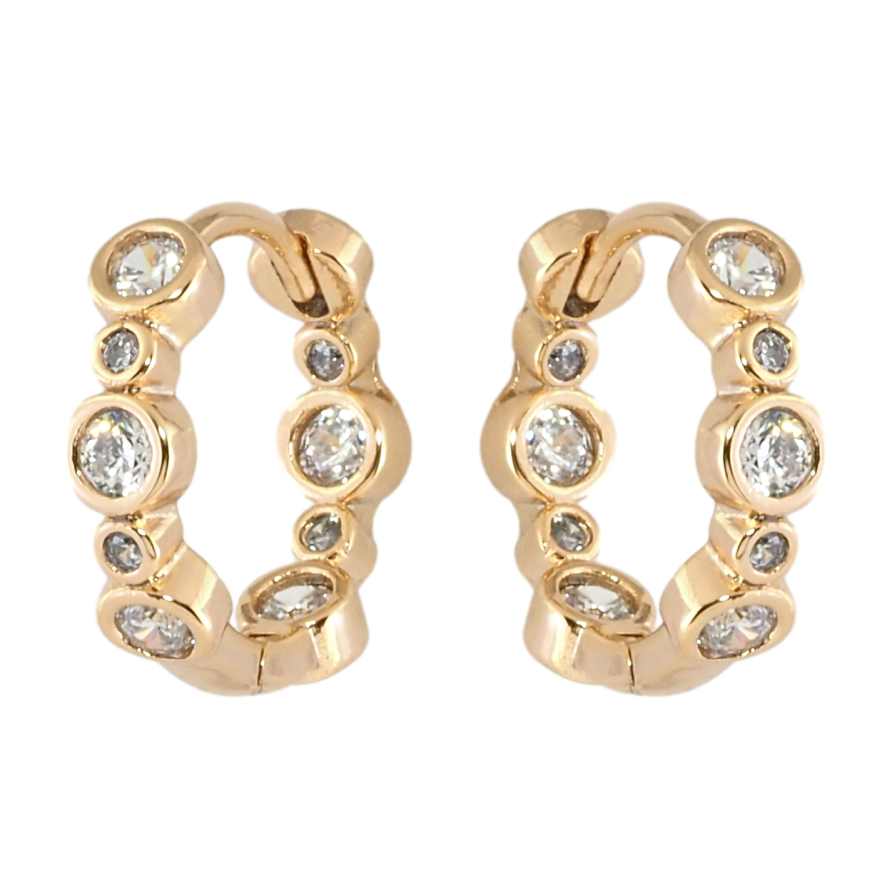 Серьги Xuping Позолота 18K колечки Декоративные дорожки циркония фото №1 Серьги Xuping Позолота 18K колечки Декоративные дорожки циркония фото №1