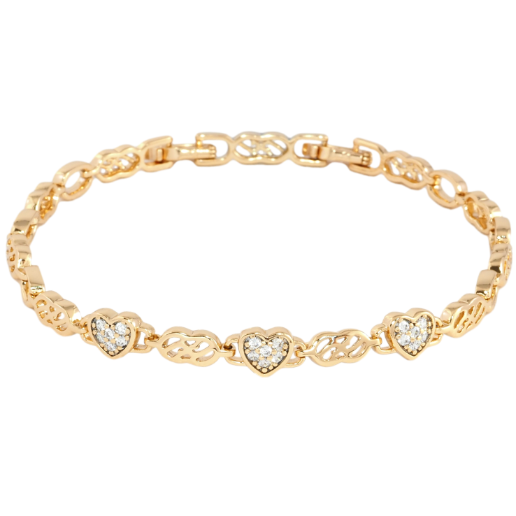 Браслет Xuping Позолота 18K Сердечки с цирконием размер с доп. замком 17.5,19.5см х 5мм фото №21 Браслет Xuping Позолота 18K Сердечки с цирконием размер с доп. замком 17.5,19.5см х 5мм фото №21