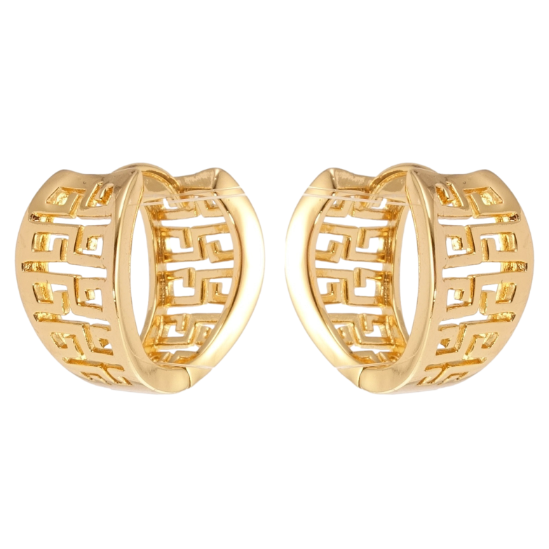 Сережки Xuping Позолота 18K колечки Декоративний різьблений орнамент фото №1 Сережки Xuping Позолота 18K колечки Декоративний різьблений орнамент фото №1