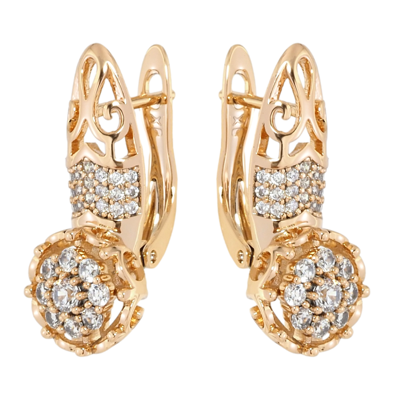 Серьги Xuping Позолота 18K английский замок Декоративные цветочки с цирконием фото №1 Серьги Xuping Позолота 18K английский замок Декоративные цветочки с цирконием фото №1