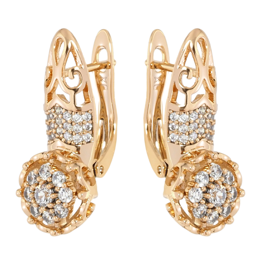 Серьги Xuping Позолота 18K английский замок Декоративные цветочки с цирконием фото №1 Серьги Xuping Позолота 18K английский замок Декоративные цветочки с цирконием фото №1