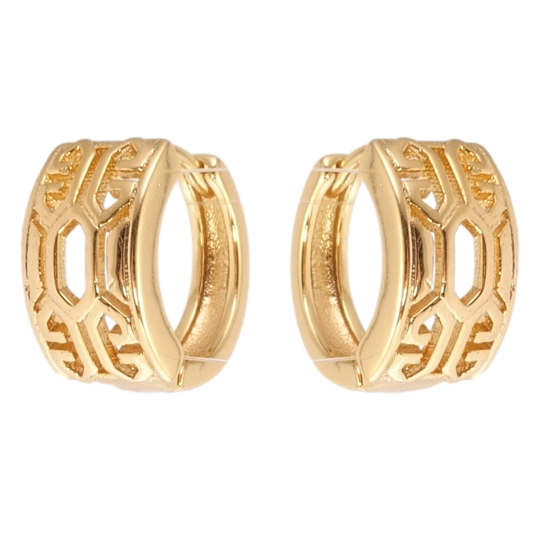 Серьги Xuping Позолота 18K колечки Декоративный резной орнамент фото №1 Серьги Xuping Позолота 18K колечки Декоративный резной орнамент фото №1