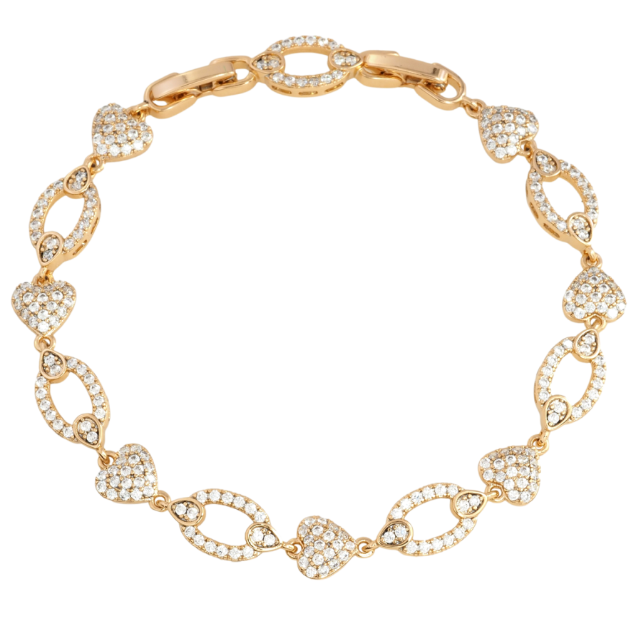 Браслет Xuping Позолота 18K Инкрустация цирконием размер с доп. замком 17.5,20см х 7-8мм фото №1