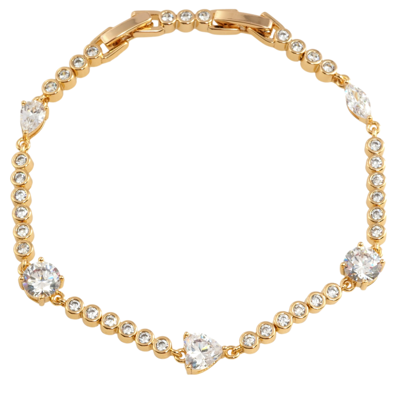 Браслет Xuping Позолота 18K Дорожки циркония размер с доп. замком 16.5,18.5см х 3мм фото №1