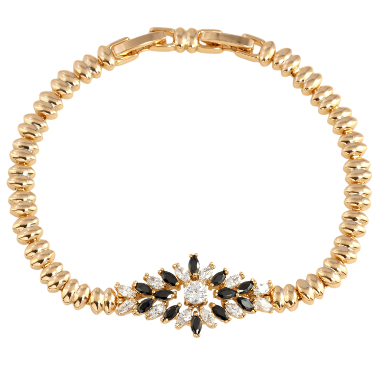 Браслет Xuping Позолота 18K Декоративна вставка з чорно-білим цирконієм довжина з дод. замком 17.5,19.5см х 5мм фото №9