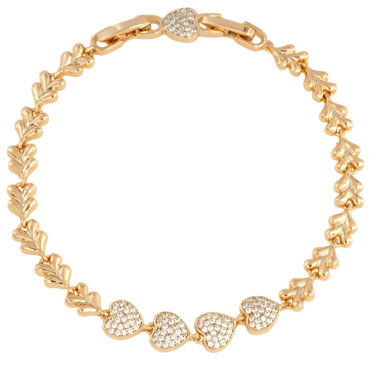 Браслет Xuping Позолота 18K Узор из сердечек с цирконием размер с доп. замком 17.5,19.5см х 5мм фото №16 Браслет Xuping Позолота 18K Узор из сердечек с цирконием размер с доп. замком 17.5,19.5см х 5мм фото №16