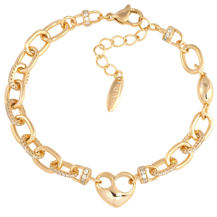 Браслет Xuping Позолота 18K Цепочка с вставкой сердечко размер с доп. цепочкой 18-21см х 5-7мм фото №12 Браслет Xuping Позолота 18K Цепочка с вставкой сердечко размер с доп. цепочкой 18-21см х 5-7мм фото №12