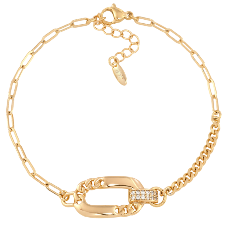 Браслет Xuping Позолота 18K Комбінований ланцюжок із вставкою довжина з дод. ланцюжком 19-22см х 3мм фото №1