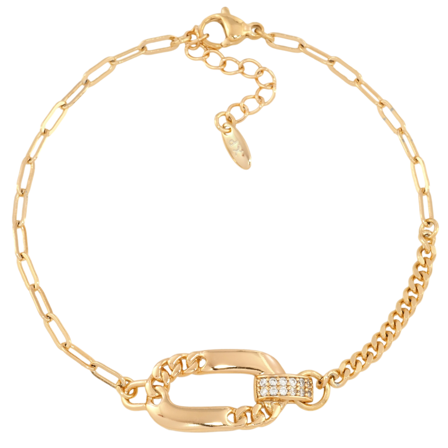 Браслет Xuping Позолота 18K Комбінований ланцюжок із вставкою довжина з дод. ланцюжком 19-22см х 3мм фото №1